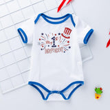 Baby Girl Boy American Independence Day Cute Bow Short Sleeve Romper