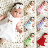 Baby Girl Sleeveless Casual Maxi Bow Dress With Headband Set