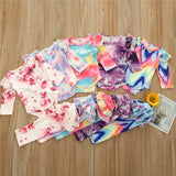 Baby Girls Set  Long Sleeve Tie Dye Color Outfits 2 Pcs