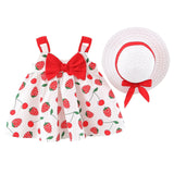 Baby Girls Summer Casual Strap Dress With Hats