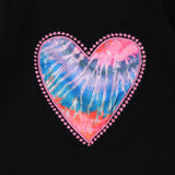 Baby Kid Girl Valentine's Day Love Embroidered Tie-dye 2 Pcs Set