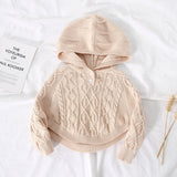 Ins Kid Baby Girls Cute Hooded Cape Knitted Pullover Sweater
