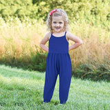 Kids Baby Girls Summer Solid Color Strap Jumpsuit Pants