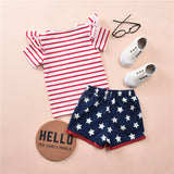 Baby Independence Day Short Sleeve Star Stripe Printing Sets