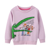 Girls Kids Cotton Cute Print Sweatshirt Crewneck Pullover European American Sweatshirt T-shirt Child