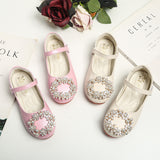 Kid Girl Pearl Flower Girl Flat Leather Shoes Princess Shoes