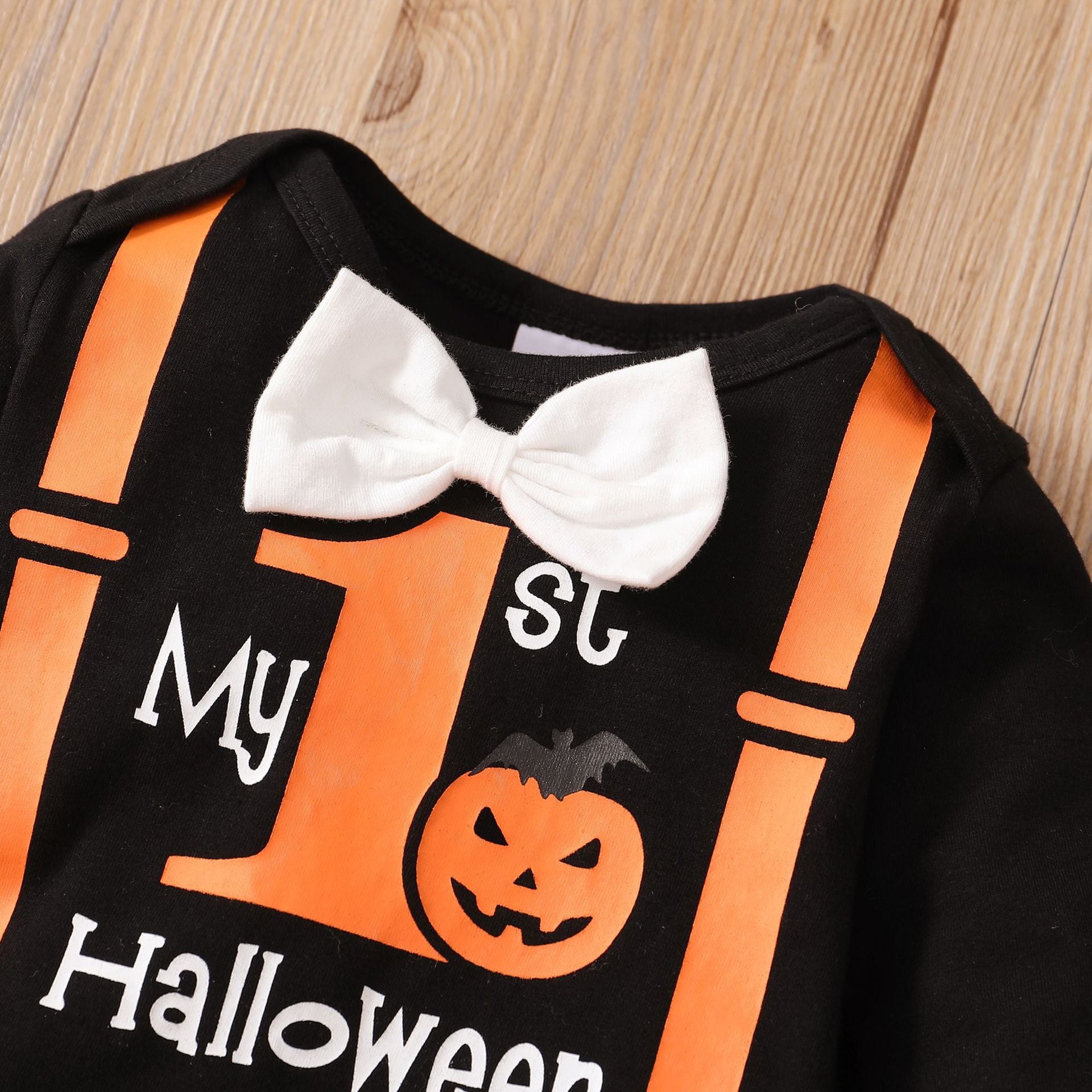 Halloween Baby Cute Pumpkin Letter Knitted Digital Printed 3 Pcs Sets
