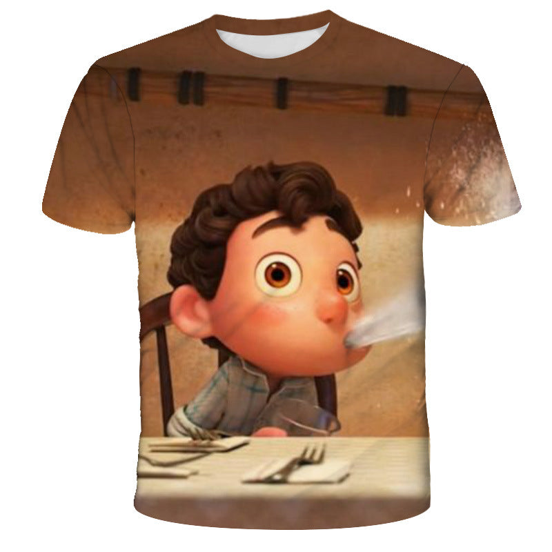 Kids 3D Cartoon Print Cartoon Short Sleeve T-Shirt