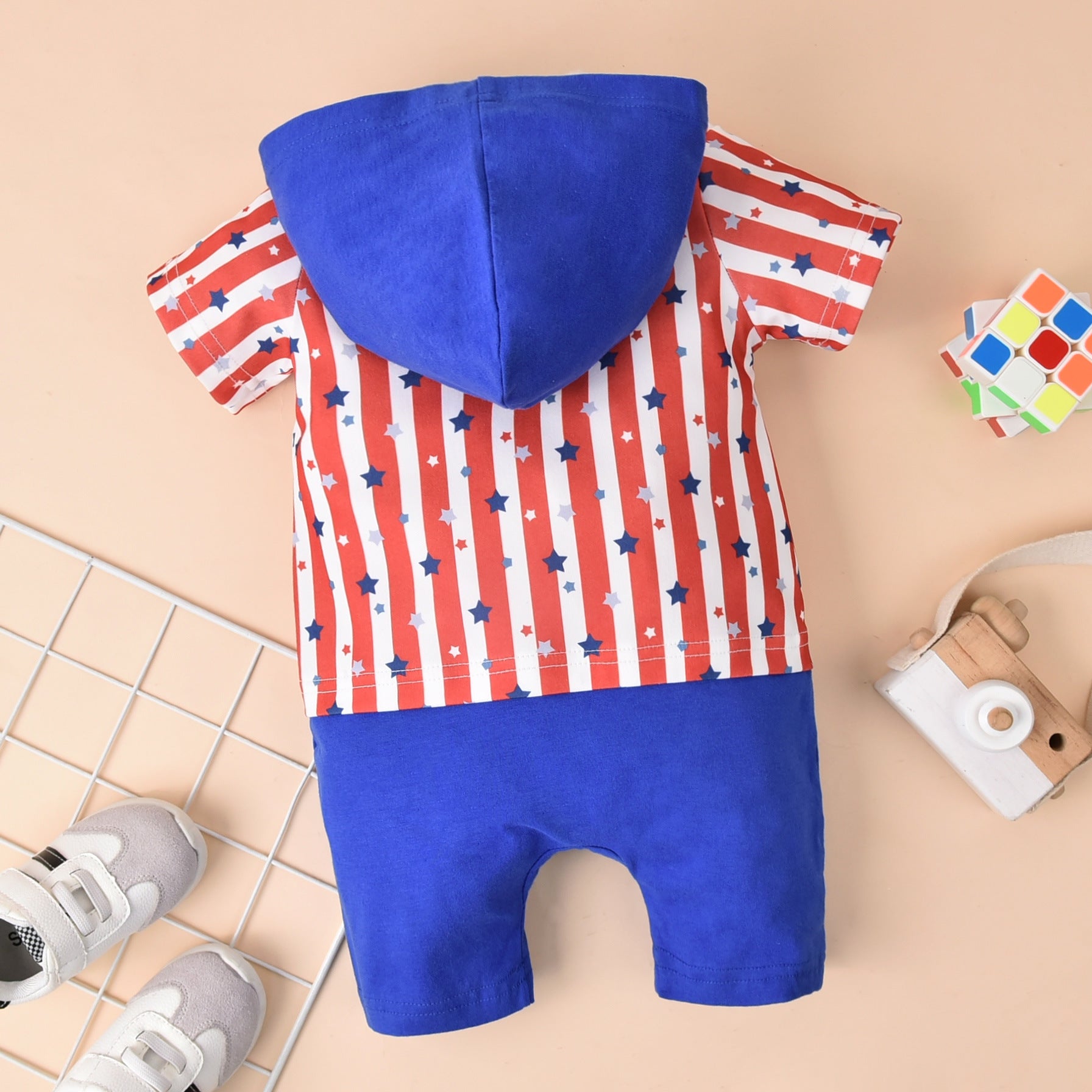 Baby Boy Independence Day Stripe Rompers