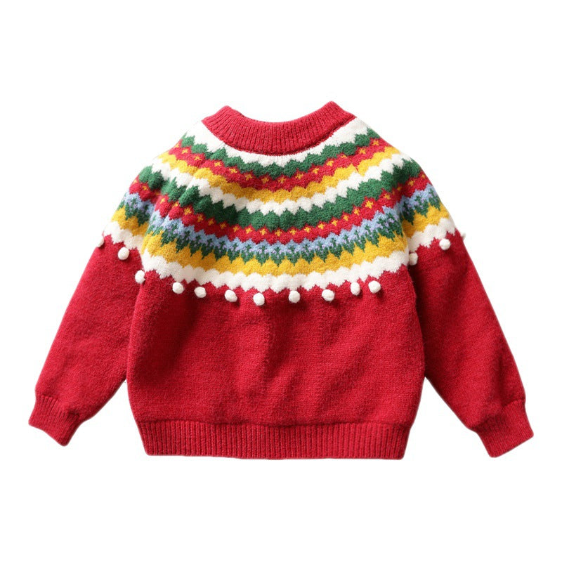 Kid Baby Girl New Year Retro Cashmere Sweater