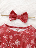 Baby Girl Christmas Snowflake Print Cute Dress