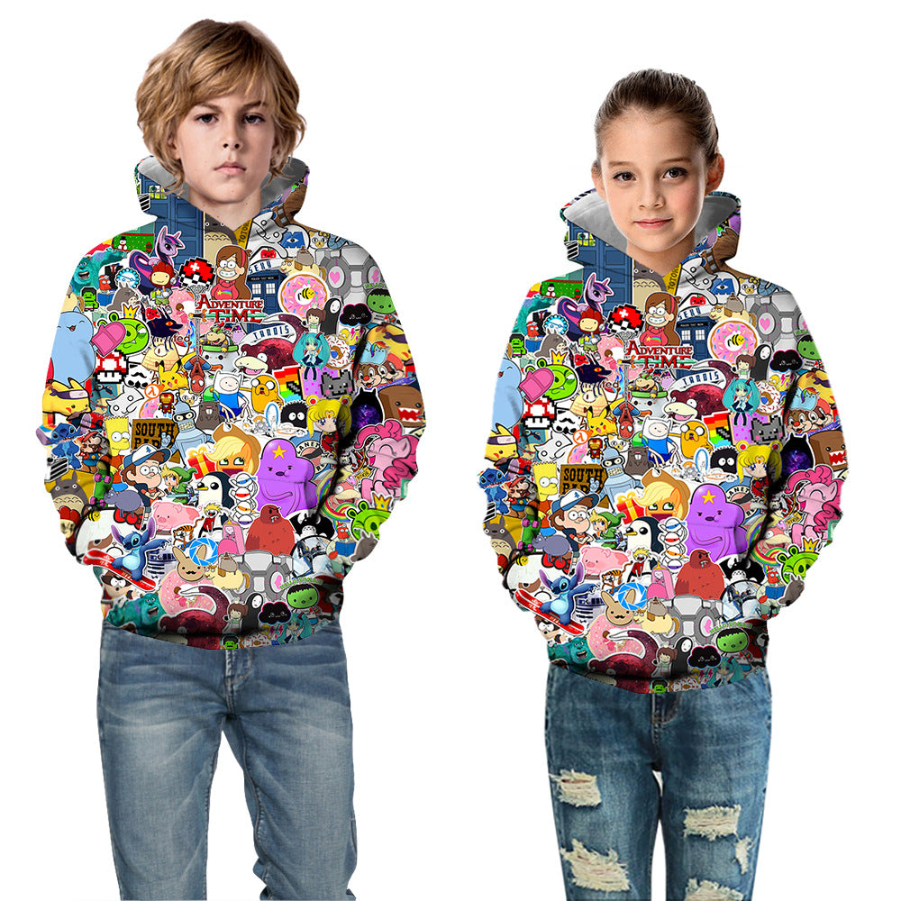 Kid Boy Girl Animation Digital Printing Hoodie Pullover