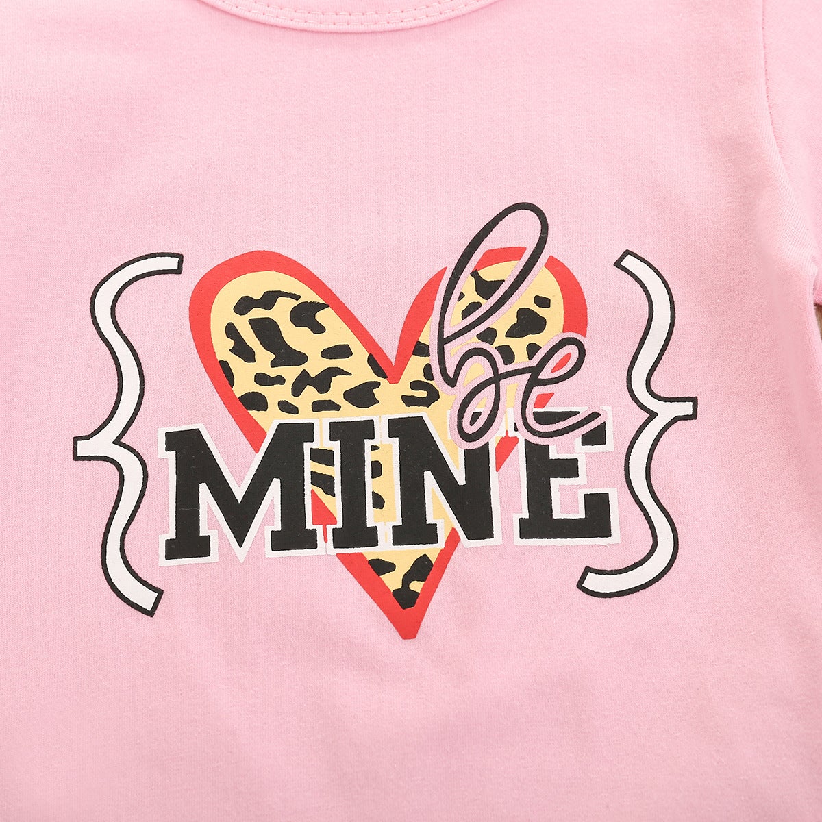 Baby Kid Girl Suit Valentine's Day Letter-printed Leopard Love 2 Pcs Sets