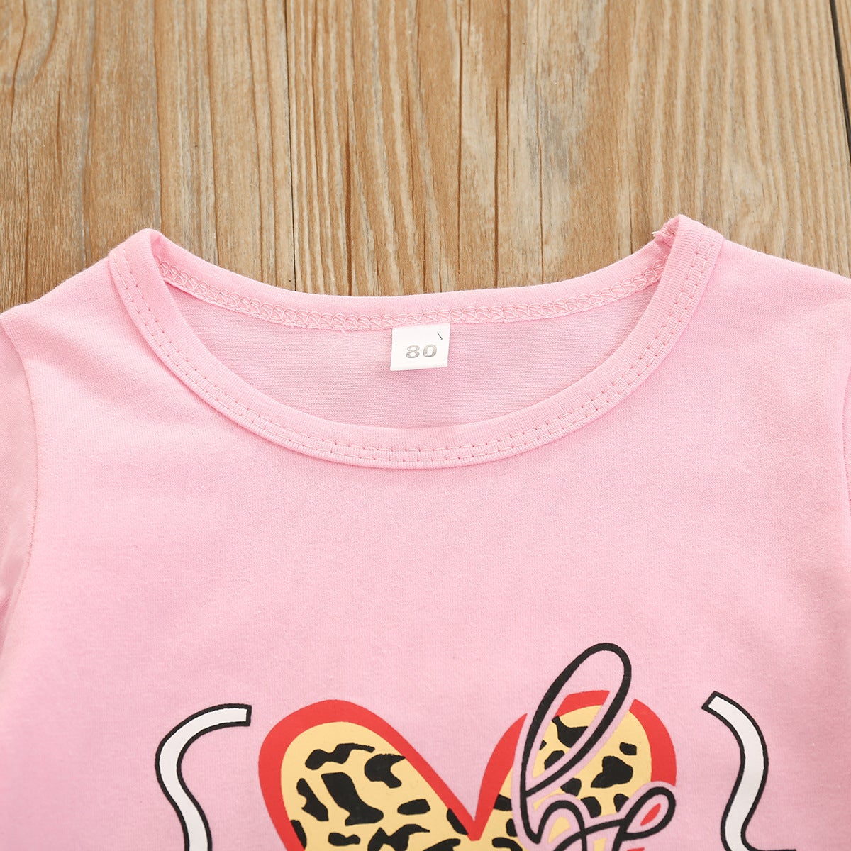 Baby Kid Girl Suit Valentine's Day Letter-printed Leopard Love 2 Pcs Sets