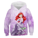 Kid Girl Printed Ariel Mermaid Spring Pullover Hoodie