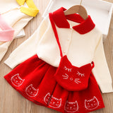 Kid Baby Girls Autumn College Knitted Sweater 3 Pcs Sets