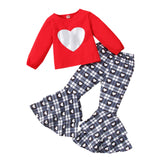Kid Baby Girl Valentine's Day Red Heart 2 Pcs Sets