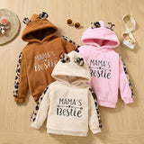 Kid Baby Girl Pullover Letter Embroidered Leopard Stitched Sweater