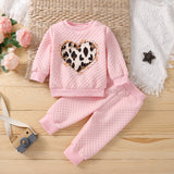 Kid Baby Girl Love Clip Cotton Leopard Valentine Set 2 Pcs