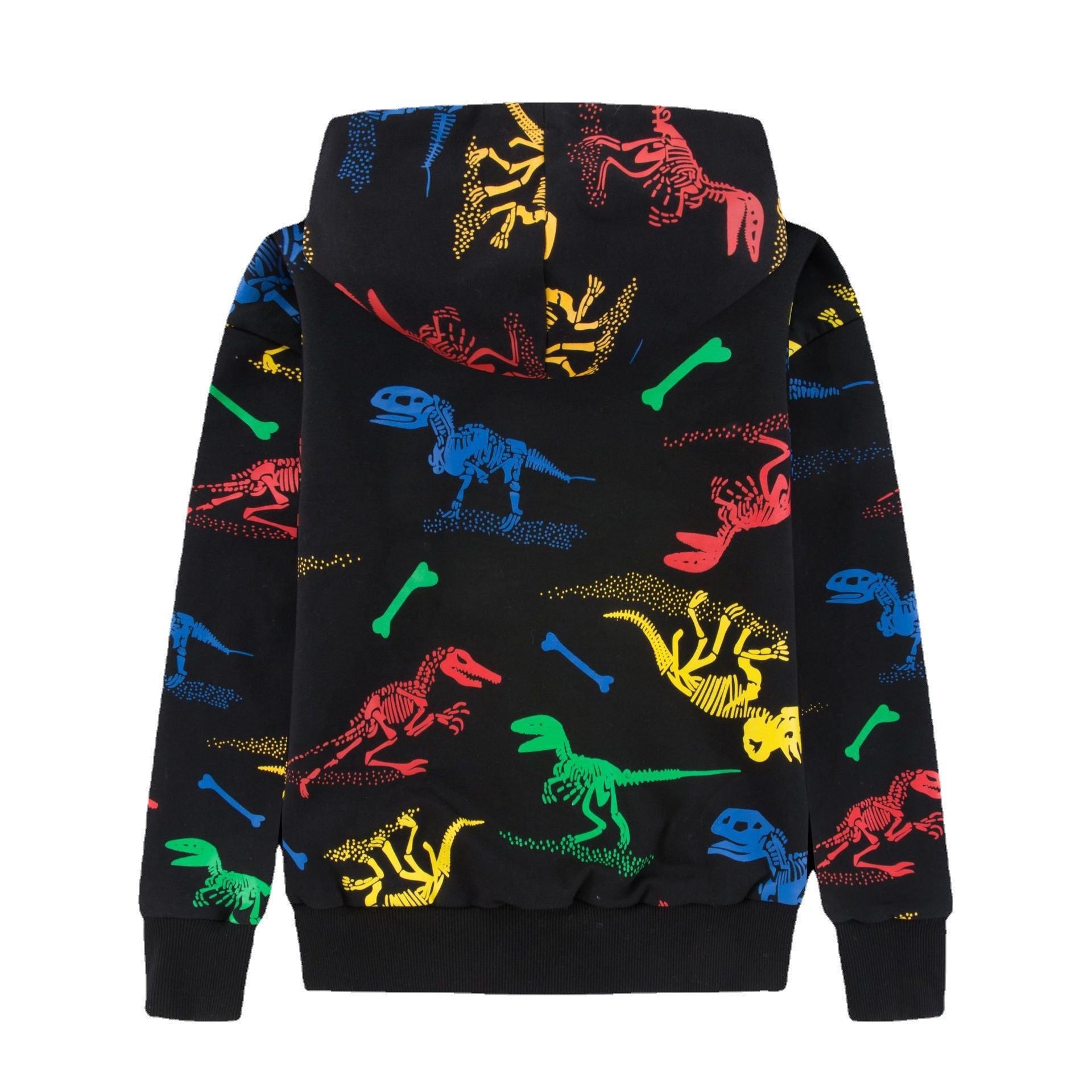 New Style Boys' Spring and Autumn Coat Casual Dinosaur Print Fashion Hooded Zippered Sweater