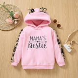 Kid Baby Girl Pullover Letter Embroidered Leopard Stitched Sweater