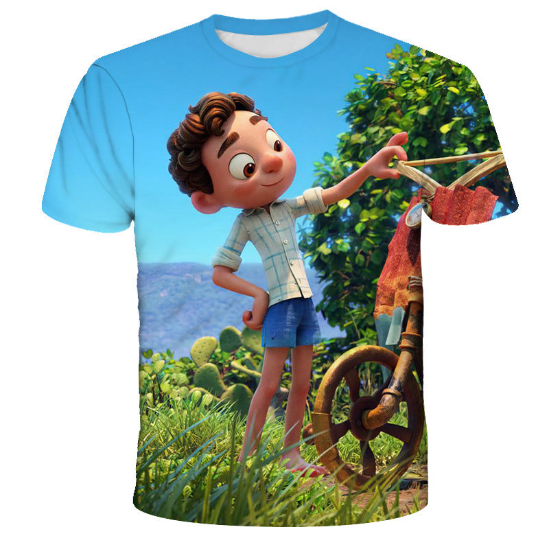 Kids 3D Cartoon Print Cartoon Short Sleeve T-Shirt