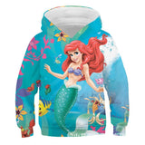 Kid Girl Printed Ariel Mermaid Spring Pullover Hoodie