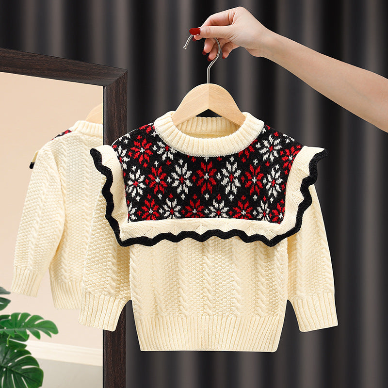 Kid Baby Girl Knitted Bottoming Christmas Sweaters