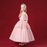 Kids Trailing Gowns Girls Princess Puffy Dresses