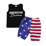 Independence Day Baby Boy Sleeveless Letter Print Star Print Sets 2 Pcs