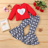 Kid Baby Girl Valentine's Day Red Heart 2 Pcs Sets