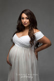 Maternity Photo Shoot Pregnant Long Sleeve V-Neck Pregnancy Photography Dress