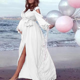 Maternity Photoshoot V neck Pregnant Maxi Gown Dresses