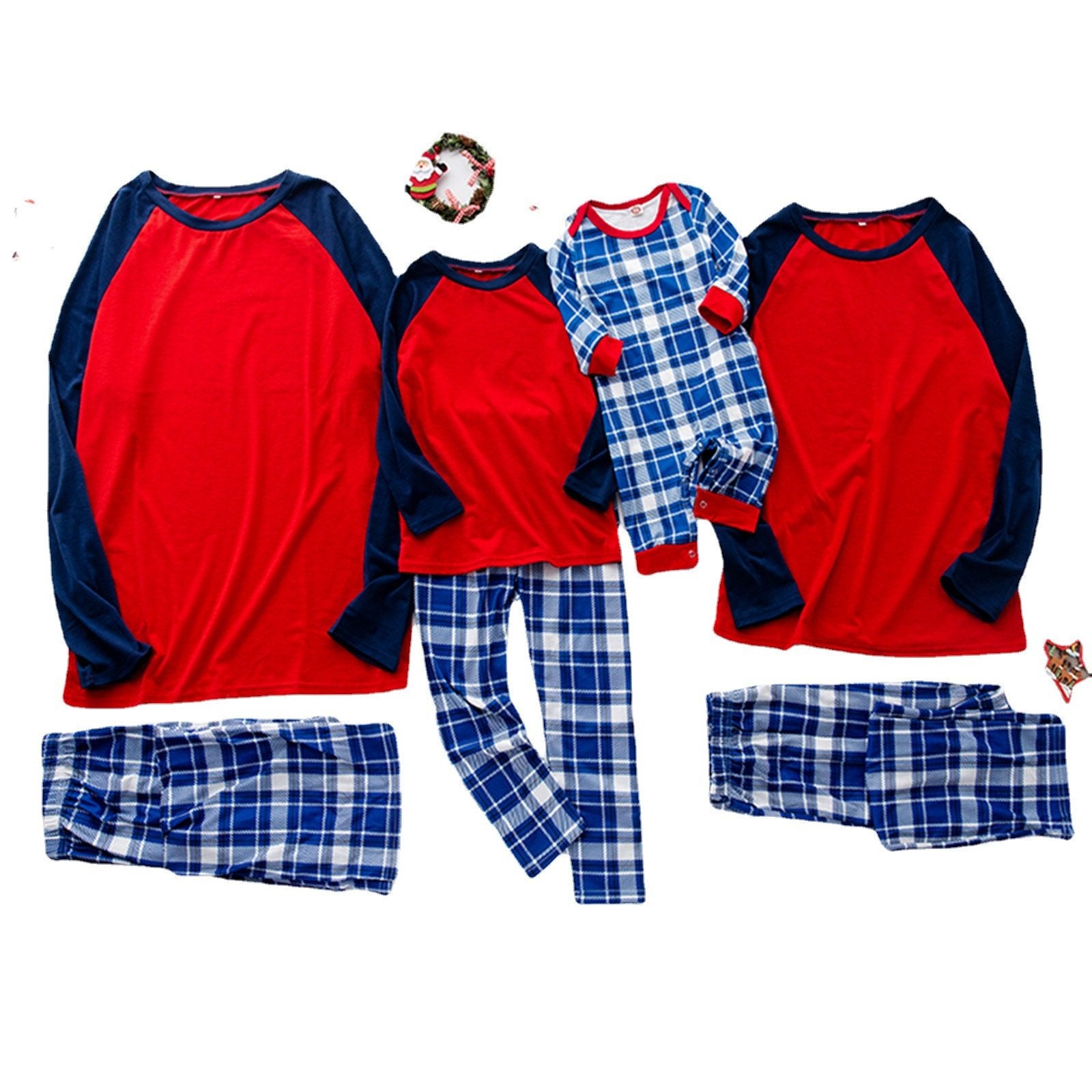 Family Matching Plaid Printed Pajamas Mother Daughter Parent-child Sleepwear