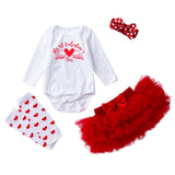 Baby Girl Valentine's Day Long Sleeve Fart Wrap 4 Pcs Set
