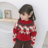 Kid Baby Girl Jacquard Christmas Treasure Thickening Sweater