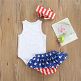 Baby Girls Boys Independence Day Letter Print Sleeveless 3 Pcs Sets
