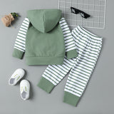 Kid Baby Boy Girl Striped Hooded 2 Pcs Sets