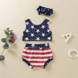 Baby Girl 4th of July American Independence Day Tank Striped Shorts Set