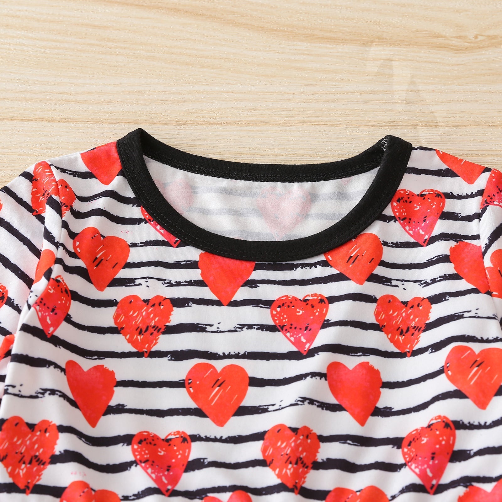 Kid Baby Girls Valentine's Day Dovetail Heart Stripe 2 Pcs Sets