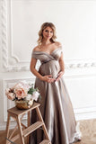 Pregnant Maternity Slit Belted Long Photo Shoot Sexy Maxi Dress