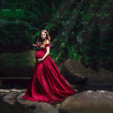 Maternity Photo Shoot Pregnant Long Sleeve V-Neck Pregnancy Photography Dress