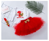 Baby Girl Birthday Valentine Outfit Lovely Embroidered Letters 2 Pcs Sets