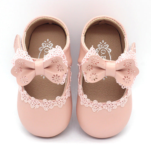 Baby Girl Bow Tie Toddlers with Soft Soles Shoes