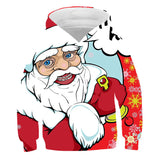Kid Boy Hooded Round Collar Santa Claus Trendy Printed Casual Cartoon Hoodie