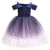 Kid Girl Rainbow Pageant Tutu Party Sparkly Princess Gown Dresses