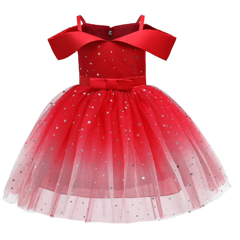 Kid Girl Rainbow Pageant Tutu Party Sparkly Princess Gown Dresses