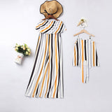 Family Matching Off Shoulder Striped Jumpsuits Dresses