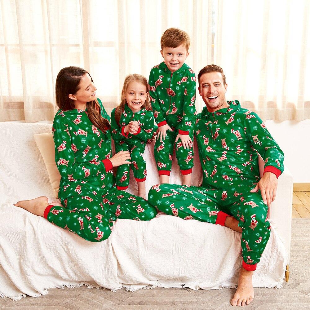 Reindeer Christmas Family Matching Pajama Dad Mom Kid Baby