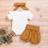 Baby Girl  3-piece Letter Print Bodysuit and Dotted Shorts/Sets